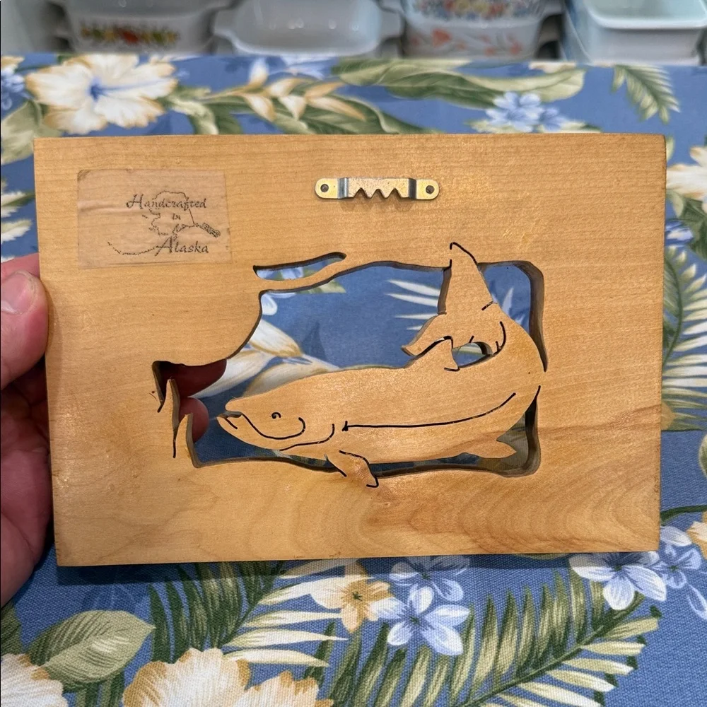 Wooden Fish Clock Decor salmon